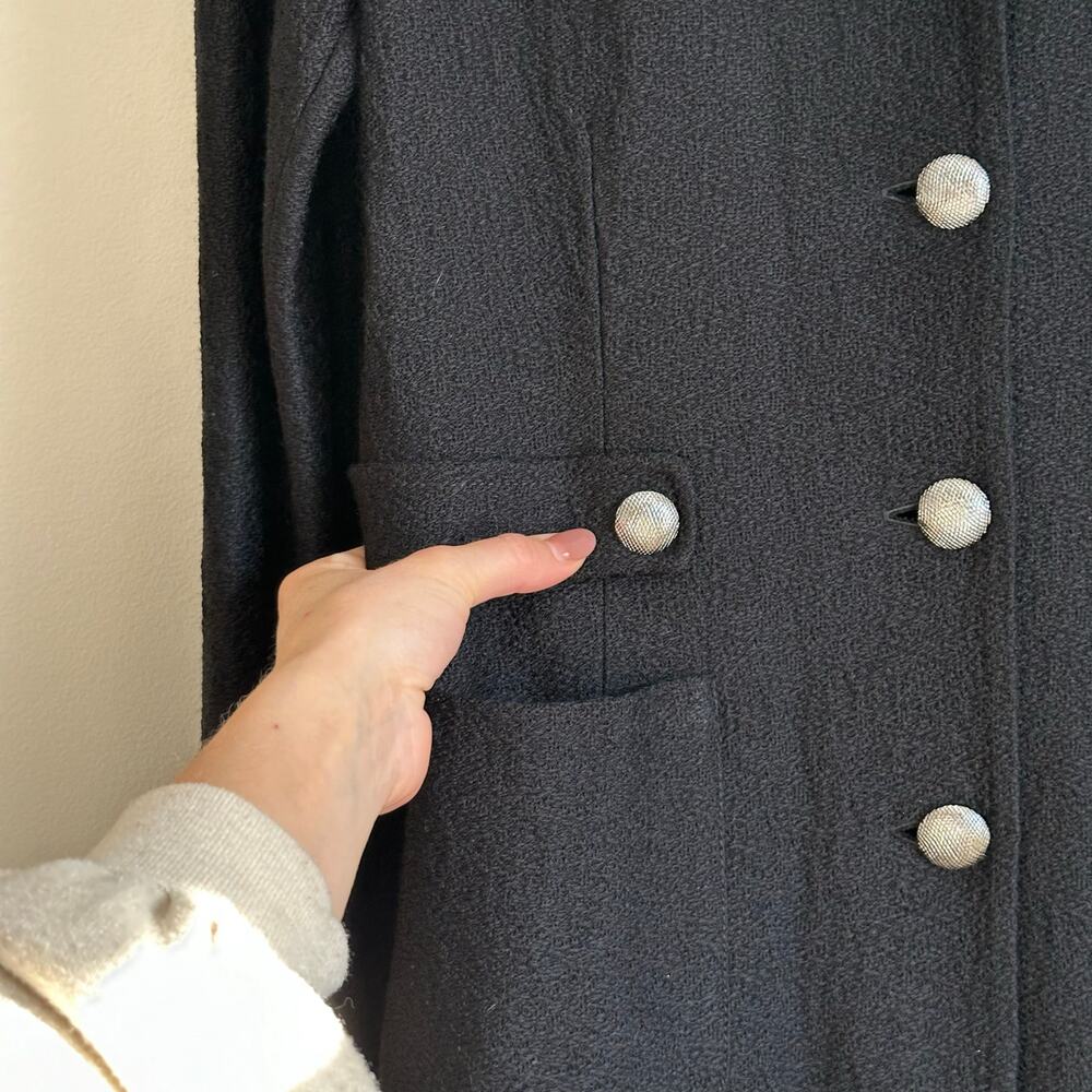 ST. JOHN Button Front Pockets Long Sleeve Dress Caviar Line 8 - Picture 10 of 16